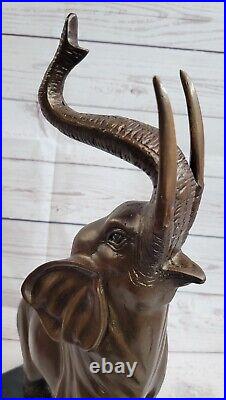 Art Déco de Collection Éléphant Avec Coffre Up Bronze Sculpture Figurine