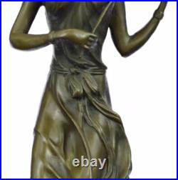 Art Déco de Collection Signée Original Jean La Femelle Violon Lecteur Bronze Art Art Déco de Collection Signée Original Jean La Femelle Violon Lecteur Bronze Art