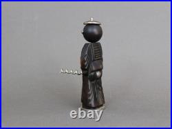 Art Deco silverplate & wood corkscrew, Old 1930s sailor figurine, Collectible