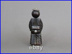 Art Deco silverplate & wood corkscrew, Old 1930s sailor figurine, Collectible