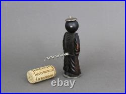 Art Deco silverplate & wood corkscrew, Old 1930s sailor figurine, Collectible