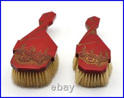 Art déco 4 brosses cheveux habits résine composite rouge antique resine brushes