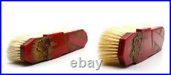 Art déco 4 brosses cheveux habits résine composite rouge antique resine brushes