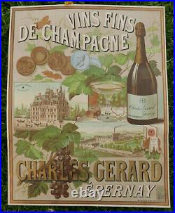 Art deco affiche vins fins de CHAMPAGNE C. GERARS Epernay Imp. Oberthur 52x66cm
