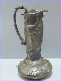 -BELLE AIGUIERE ART NOUVEAU en ETAIN PUR GARANTI Signée COLLECTION déco D