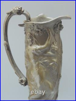 -BELLE AIGUIERE ART NOUVEAU en ETAIN PUR GARANTI Signée COLLECTION déco D