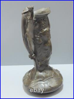 -BELLE AIGUIERE ART NOUVEAU en ETAIN PUR GARANTI Signée COLLECTION déco D