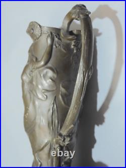 -BELLE AIGUIERE ART NOUVEAU en ETAIN PUR GARANTI Signée COLLECTION déco D