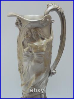 -BELLE AIGUIERE ART NOUVEAU en ETAIN PUR GARANTI Signée COLLECTION déco D