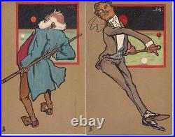 BILLIARDS Sport set of 6 Vintage Art Deco Postcards (L5330)