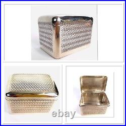 BOITE EN METAL ARGENTÉ PARFAIT ETAT ART DECO 11 cm x 7 x 7 cm