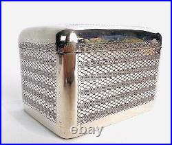 BOITE EN METAL ARGENTÉ PARFAIT ETAT ART DECO 11 cm x 7 x 7 cm