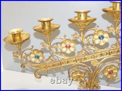 -BOUGEOIR D'EGLISE BRONZE XIXe 5 FEUX ART RELIGIEUX COLLECTION déco Table D