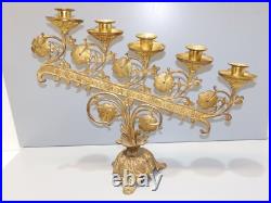 -BOUGEOIR D'EGLISE BRONZE XIXe 5 FEUX ART RELIGIEUX COLLECTION déco Table D