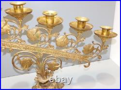 -BOUGEOIR D'EGLISE BRONZE XIXe 5 FEUX ART RELIGIEUX COLLECTION déco Table D