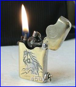 BRIQUET Ancien (THORENS Art Déco) Vintage fuel LIGHTER Feuerzeug accendino