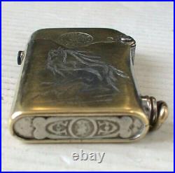 BRIQUET Ancien (THORENS Art Déco) Vintage fuel LIGHTER Feuerzeug accendino