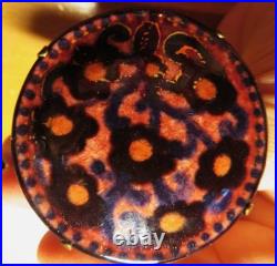 BROCHE émaillée ART DECO FRISE FLEURS bleu marine signée Paul JACQUET ANNECY