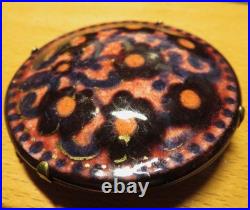 BROCHE émaillée ART DECO FRISE FLEURS bleu marine signée Paul JACQUET ANNECY