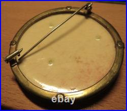 BROCHE émaillée ART DECO FRISE FLEURS bleu marine signée Paul JACQUET ANNECY