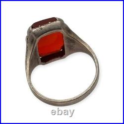 Bague Art déco en argent 835 et cornaline rectangulaire, vers 1930-1940, cade Bague Art déco en argent 835 et cornaline rectangulaire, vers 1930-1940, cade
