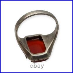 Bague Art déco en argent 835 et cornaline rectangulaire, vers 1930-1940, cade Bague Art déco en argent 835 et cornaline rectangulaire, vers 1930-1940, cade