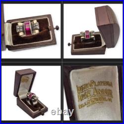 Bague vintage Art déco années 40 en argent et vue en or, rubis synthétique en Bague vintage Art déco années 40 en argent et vue en or, rubis synthétique en