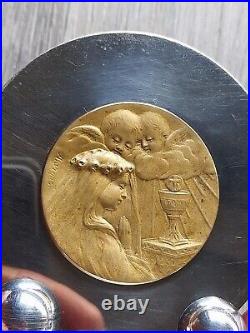 Bargas, Armand Bargas AB Médaille Art Déco 1930 Anges Première Communion