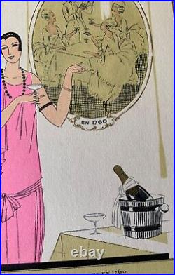 Beau menu vierge art déco 1920's années folles CHAMPAGNE LANSON publicité