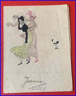 Belgique menu art déco années folles aquarelle élégantes 4 janvier 1919