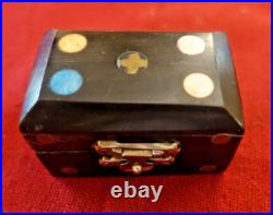Boite a pilules ancienne en corne et pierres dures art deco 1930