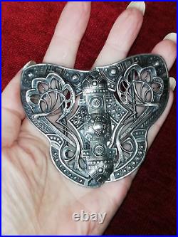 Boucle de ceinture ancienne argent art nouveau art déco 1920