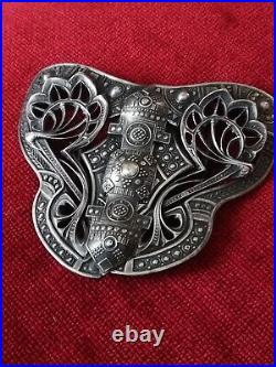 Boucle de ceinture ancienne argent art nouveau art déco 1920