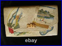 Bourse ancienne Art Déco Japon 3 singes antique flapper clutch purse bag