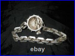 Bracelet Art Deco/metal Chrome/bouledogue/motard