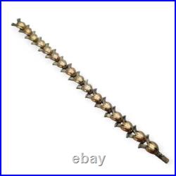 Bracelet Art déco tardif en argent avec vue dorée, motif de feuilles, 1940-1950