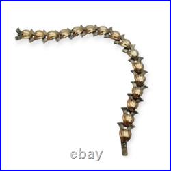 Bracelet Art déco tardif en argent avec vue dorée, motif de feuilles, 1940-1950