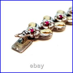 Bracelet art déco en argent, or et rubis. Antiquités. Bracelet en argent doré Bracelet art déco en argent, or et rubis. Antiquités. Bracelet en argent doré