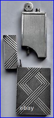 Briquet à essence Art Deco Argent LIGHTER Feuerzeug ACCENDINO AANSTEKER