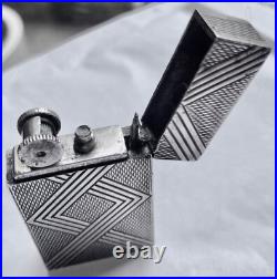 Briquet à essence Art Deco Argent LIGHTER Feuerzeug ACCENDINO AANSTEKER