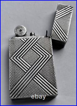 Briquet à essence Art Deco Argent LIGHTER Feuerzeug ACCENDINO AANSTEKER