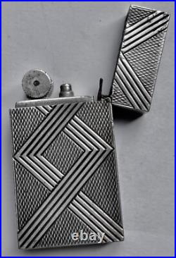 Briquet à essence Art Deco Argent LIGHTER Feuerzeug ACCENDINO AANSTEKER