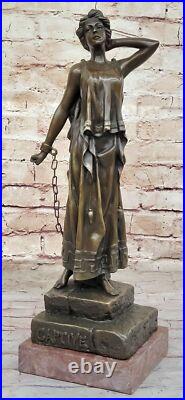 Bronze Beauty Unveiled Villanis Sculpture Véritable Art Déco Collection pour