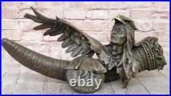Bronze Décor de Collection Sculpture Art Déco 16 Indien Native Chef Aigle
