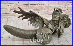 Bronze Décor de Collection Sculpture Art Déco 16 Indien Native Chef Aigle