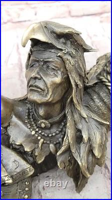 Bronze Décor de Collection Sculpture Art Déco 16 Indien Native Chef Aigle