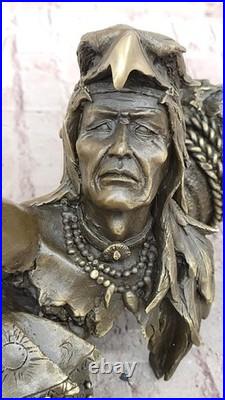 Bronze Décor de Collection Sculpture Art Déco 16 Indien Native Chef Aigle
