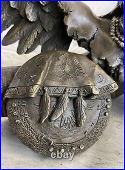 Bronze Décor de Collection Sculpture Art Déco 16 Indien Native Chef Aigle