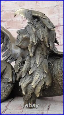 Bronze Décor de Collection Sculpture Art Déco 16 Indien Native Chef Aigle