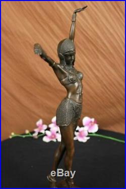 Bronze Sculpture Art Déco Dancer Statue, Signé D. H. Fonte Figurine